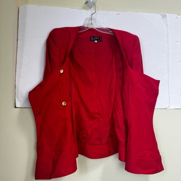 CLAUDE MONTANA Vintage 80s Tailored Blazer Jacket Futuristic Top Rare Red Wool 8 - Picture 6 of 16